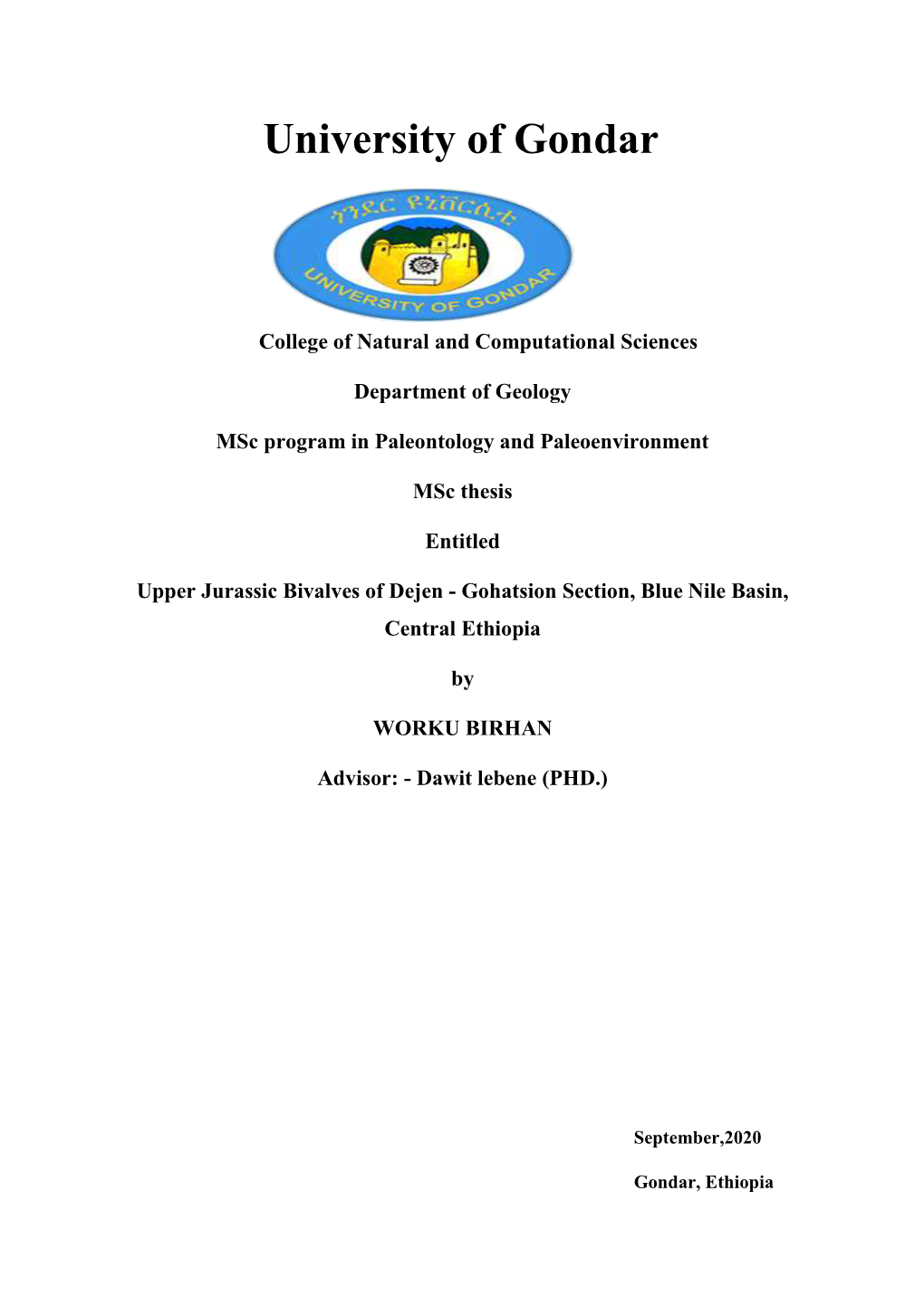 gondar university thesis repository