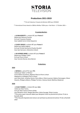 Productions 2011-2019