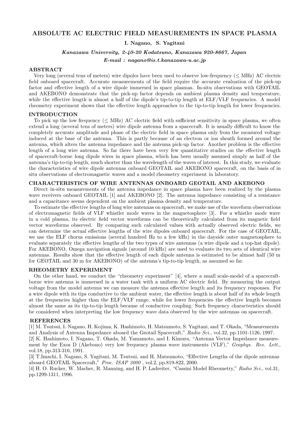 Absolute Ac Electric Field Measurements in Space Plasma