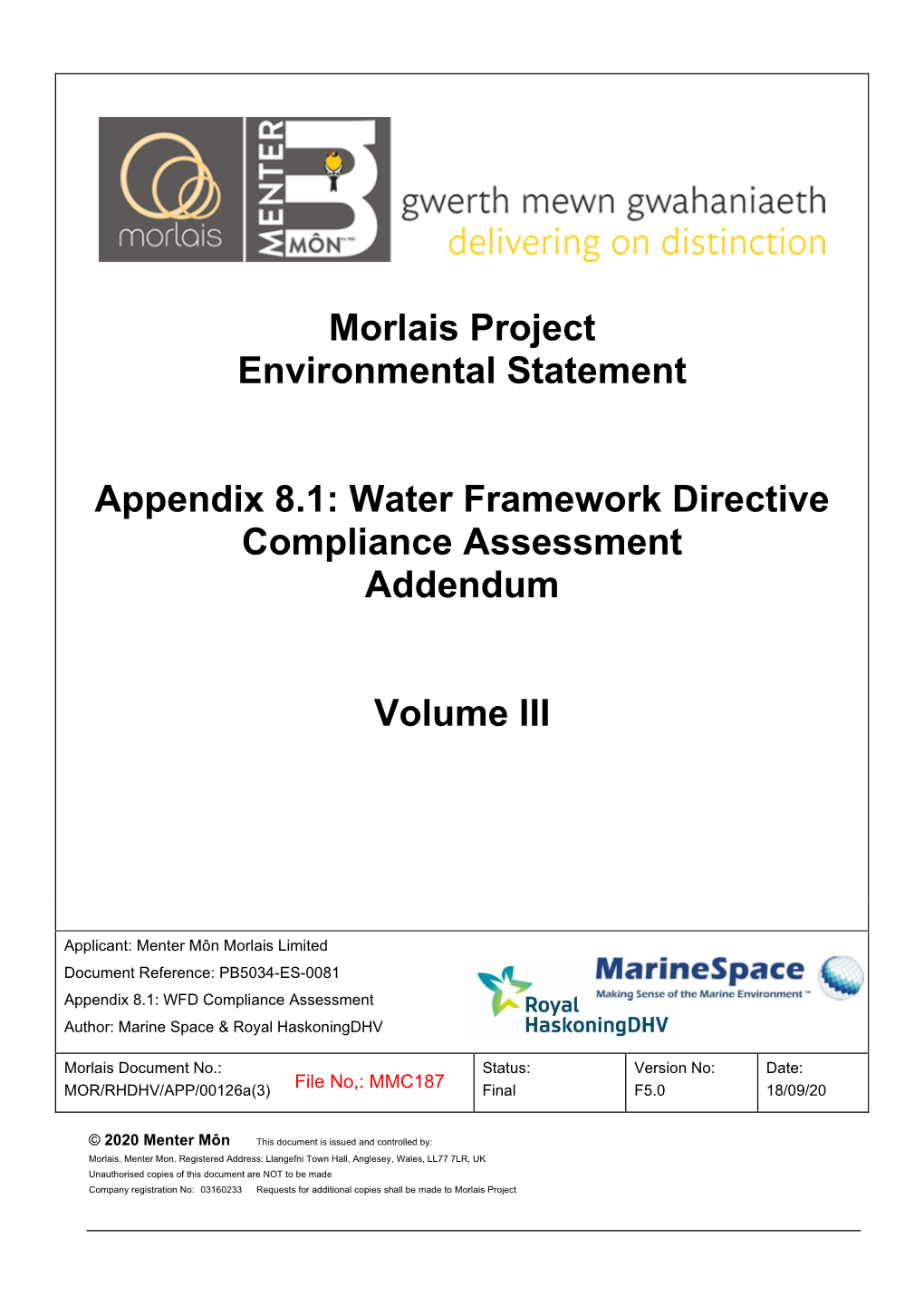 Morlais Project Environmental Statement Appendix