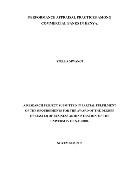 Performance Appraisal Practices Among Commercial Banks in Kenya