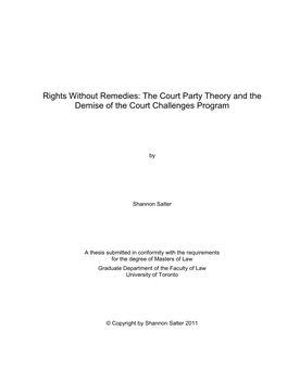 The Court Party Theory and the Demise of the Court Challenges Program