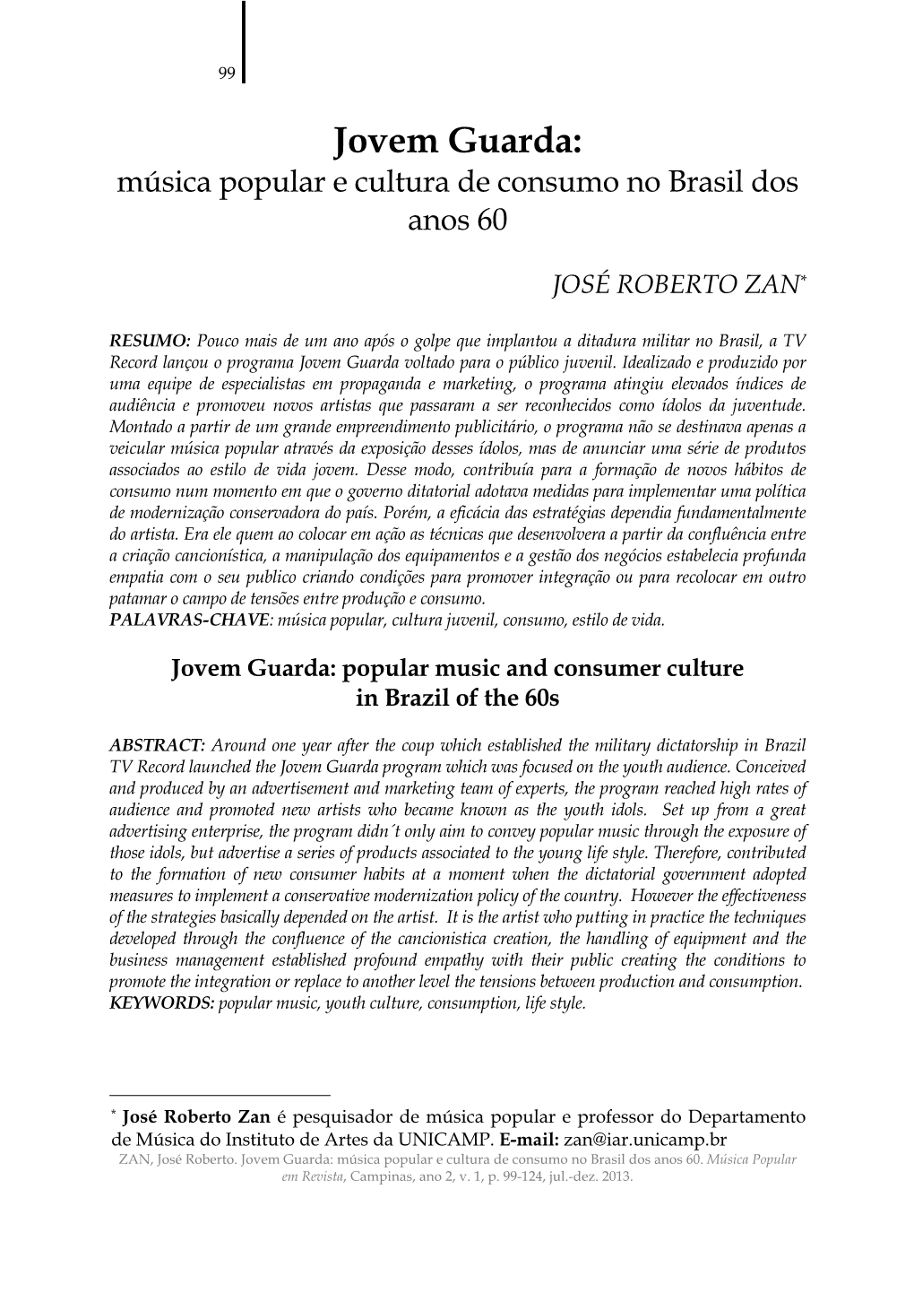 Jovem Guarda: Música Popular E Cultura De Consumo No Brasil Dos Anos 60