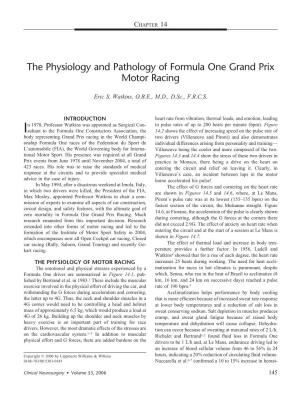 The Physiology and Pathology of Formula One Grand Prix Motor Racing