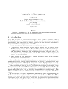 Landmarks for Neurogeometry