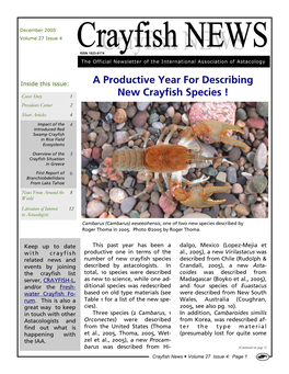 A Productive Year for Describing New Crayfish Species !