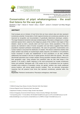 Conservation of Pūpū Whakarongotaua the Snail That
