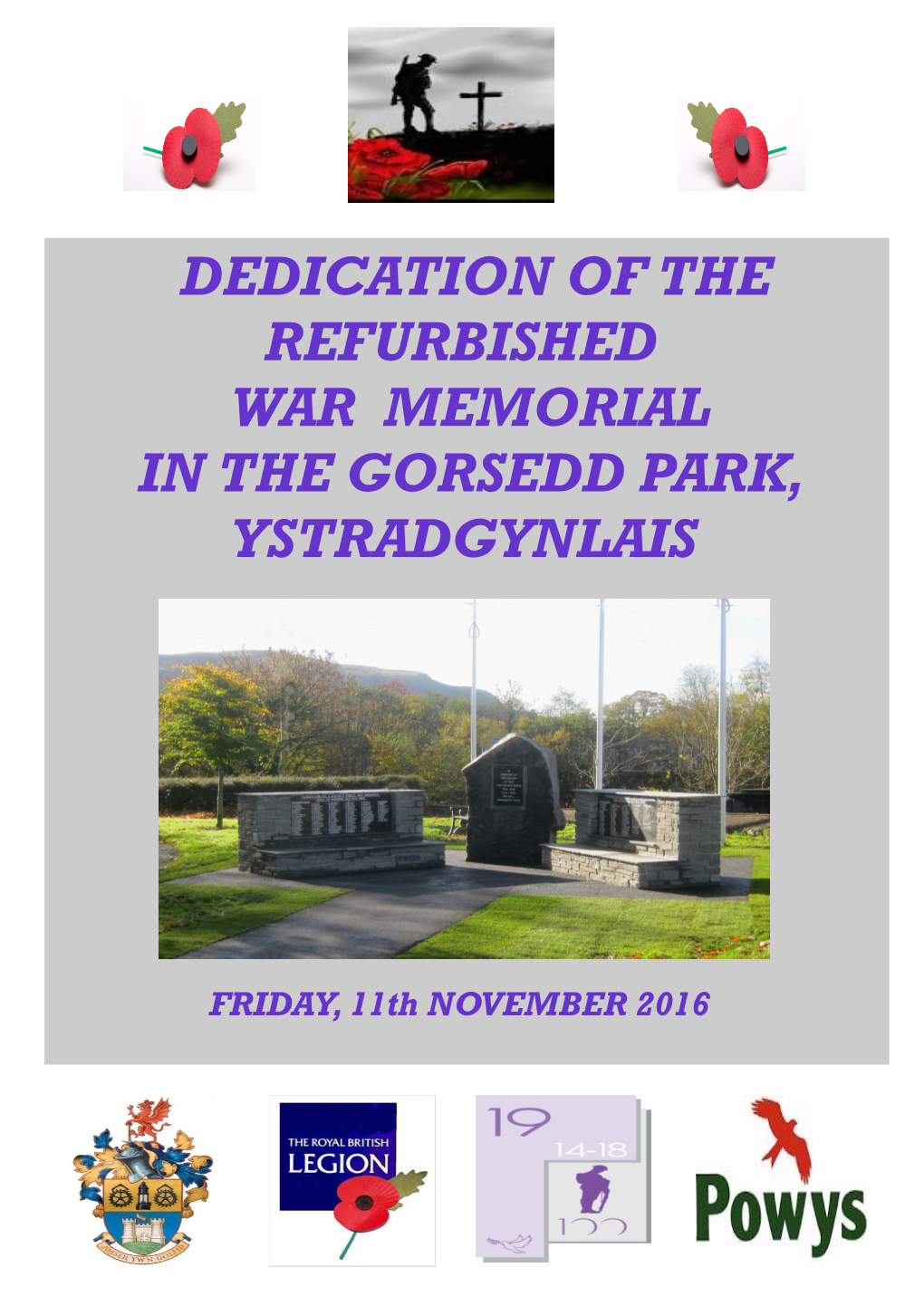 Dedication of the Refurbished War Memorial in the Gorsedd Park, Ystradgynlais