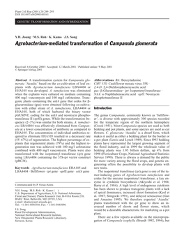 Agrobacterium-Mediated Transformation of Campanula Glomerata