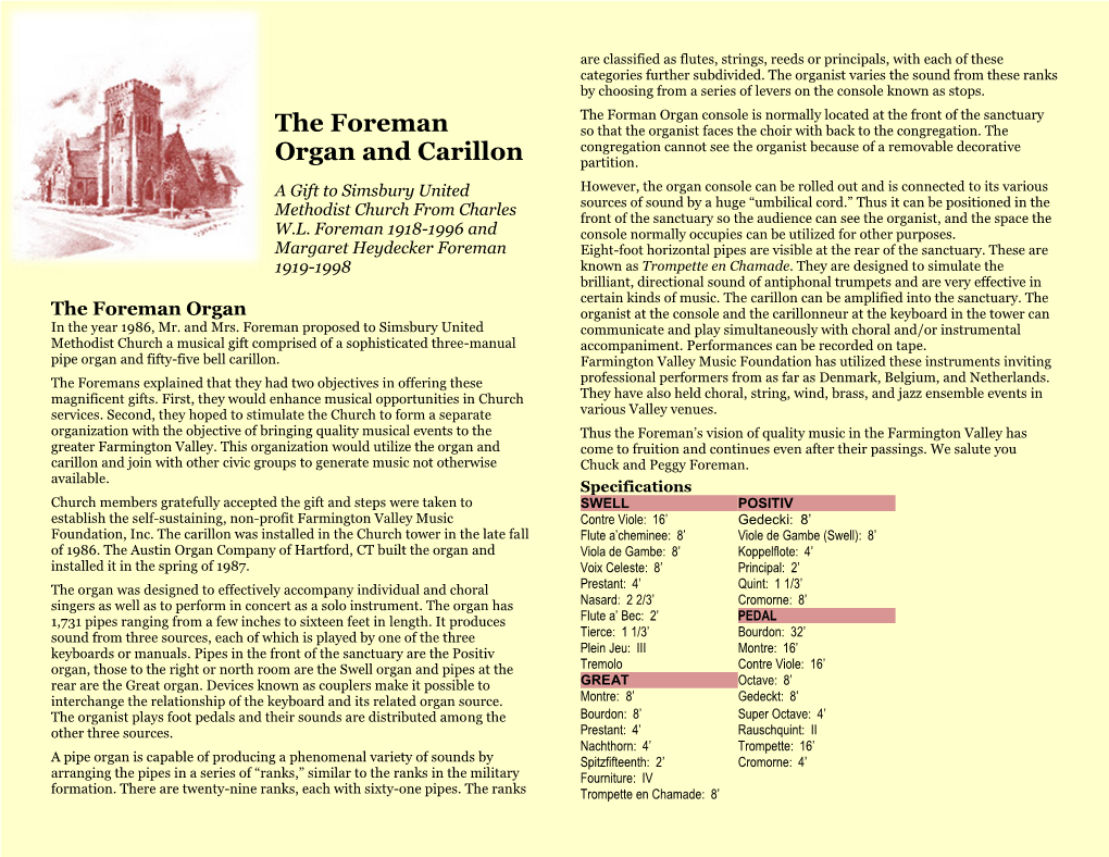 The Foreman Organ and Carillon