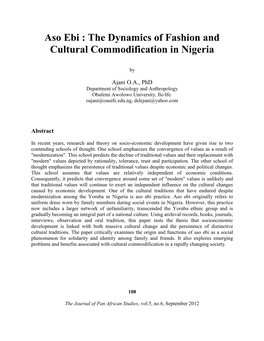 Aso Ebi : the Dynamics of Fashion and Cultural Commodification in Nigeria