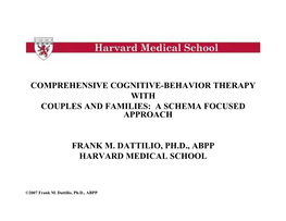 Comprehensive Cognitive-Behavior Therapy with Couples and Families: a Schema Focused Approach