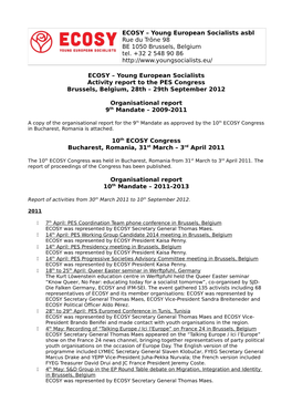 Organisational Report 9Th Mandate – 2009-2011