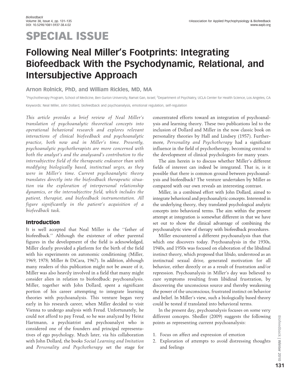 Integrating Biofeedback with the Psychodynamic, Relational, and Intersubjective Approach