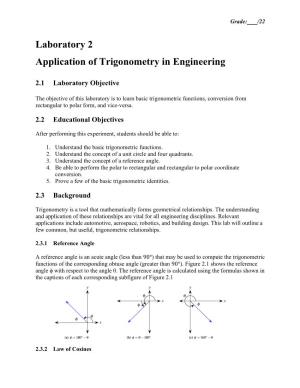 Laboratory 2 Application of Trigonometry in Engineering