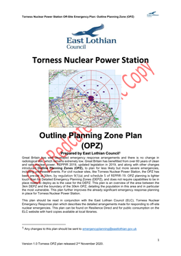 Torness Nuclear Power Station Off-Site Emergency Plan: Outline Planning Zone (OPZ)