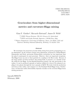 Graviscalars from Higher-Dimensional Metrics and Curvature-Higgs Mixing