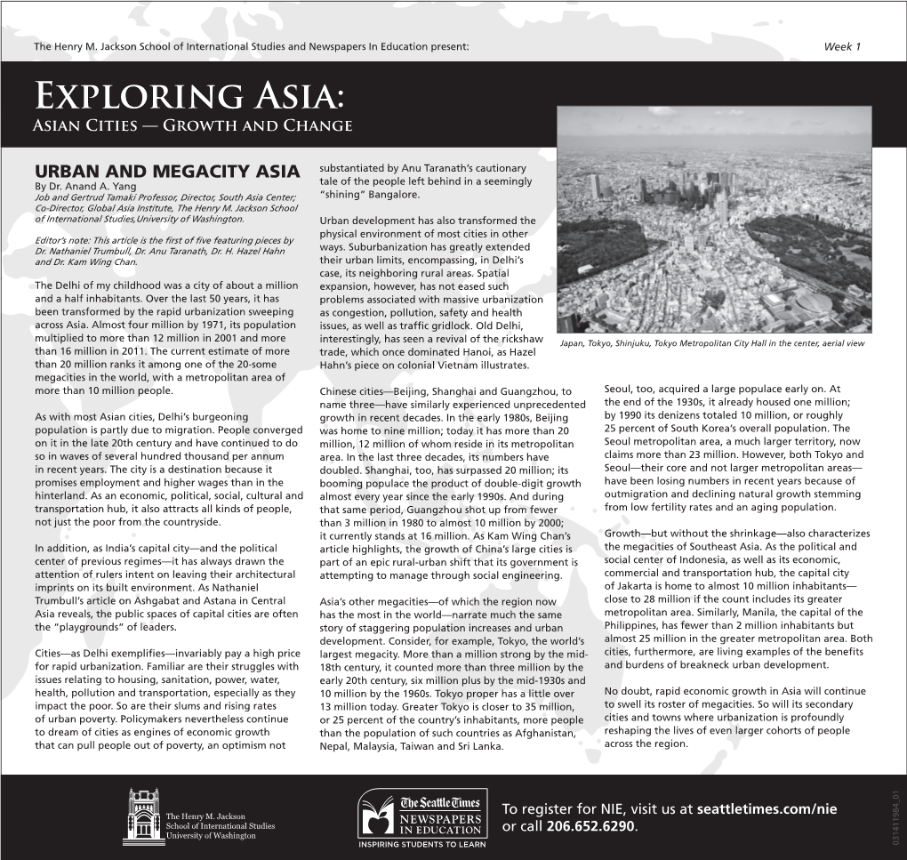 URBAN and MEGACITY ASIA Substantiated by Anu Taranath’S Cautionary by Dr