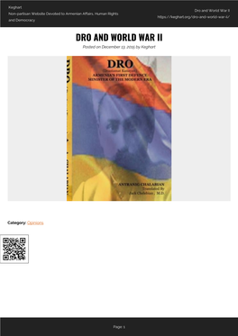 Dro and World War II Non-Partisan Website Devoted to Armenian Affairs, Human Rights and Democracy