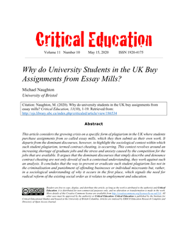 Why Do University Students in the UK Buy Assignments from Essay Mills?