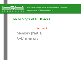 RAM Memory Technology of IT Devices Semiconductor Memory Memory