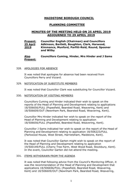 (Public Pack)Minutes Document for Planning Committee, 25/04/2019 18:00