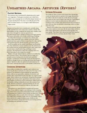Unearthed Arcana: Artificer