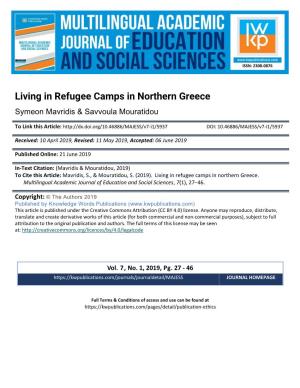 Living in Refugee Camps in Northern Greece Symeon Mavridis & Savvoula Mouratidou