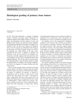 Histological Grading of Primary Bone Tumors