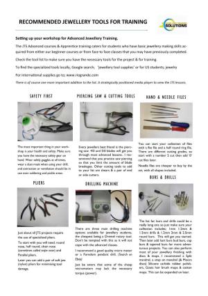 Recommended Jewellery Tools for Training