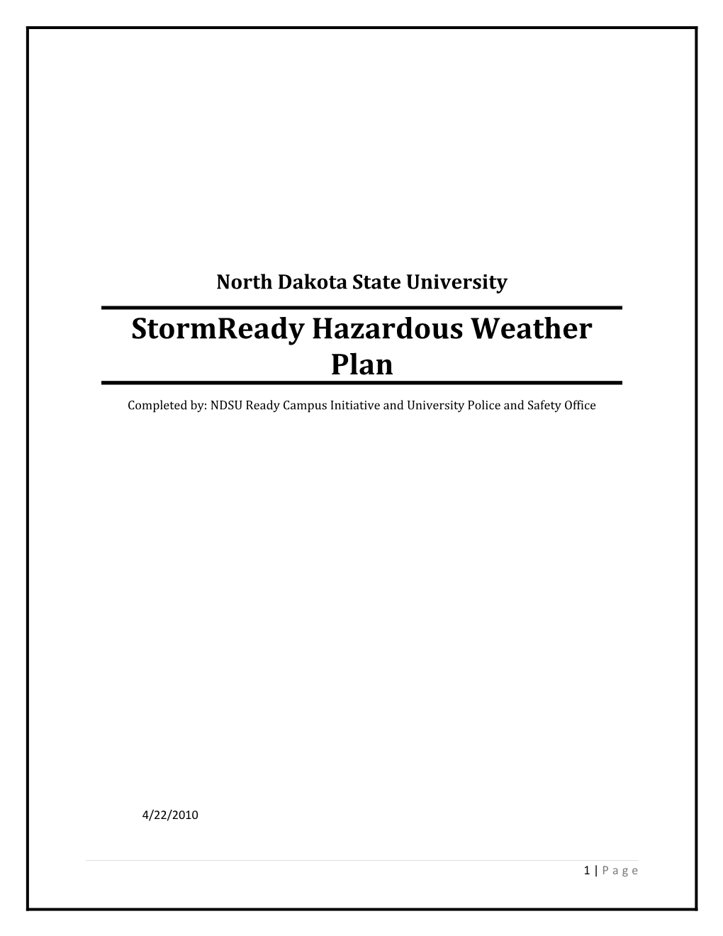 Stormready Hazardous Weather Plan