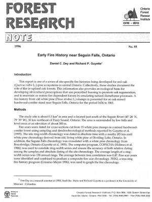 Early Fire History Near Seguin Falls, Ontario
