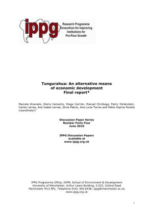 Tungurahua: an Alternative Means of Economic Development Final Report*