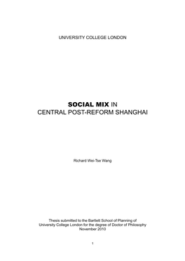 Social Mix in Central Post-Reform Shanghai