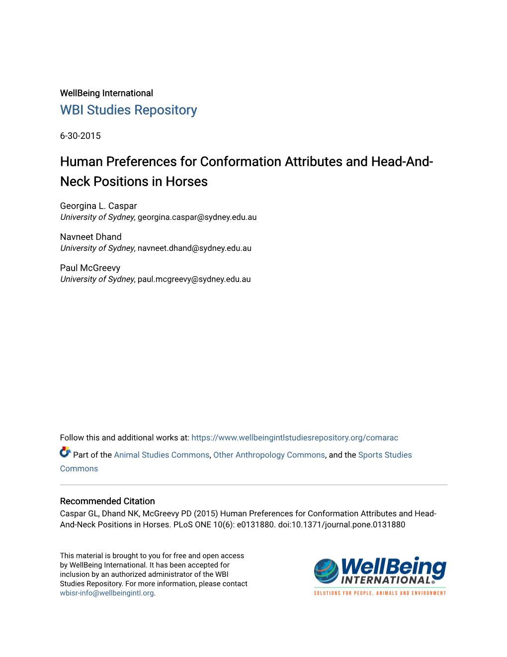 Human Preferences for Conformation Attributes and Head-And-Neck Positions in Horses