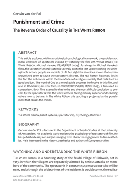 Punishment and Crime the Reverse Order of Causality in the White Ribbon