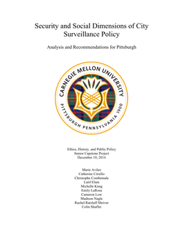 2014: Security and Social Dimensions of City Surveillance Policy