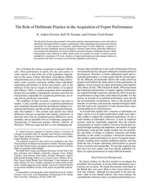 The Role of Deliberate Practice in the Acquisition of Expert Performance