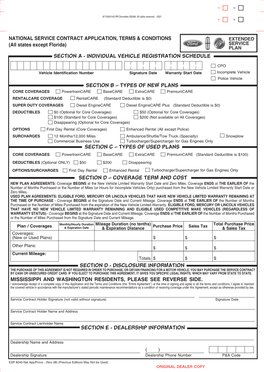 NATIONAL SERVICE CONTRACT APPLICATION, TERMS & CONDITIONS (All States Except Florida)