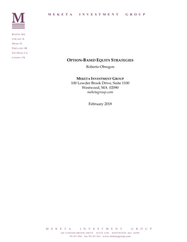 OPTION-BASED EQUITY STRATEGIES Roberto Obregon