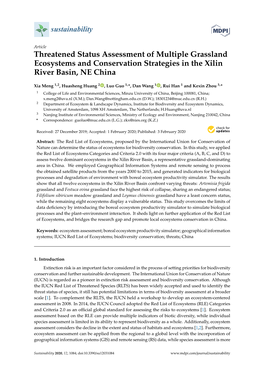 Threatened Status Assessment of Multiple Grassland Ecosystems and Conservation Strategies in the Xilin River Basin, NE China