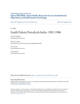 South Dakota Periodicals Index: 1982-1986 Clark N