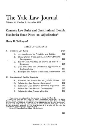 Common Law Rules and Constitutional Double Standards: Some Notes on Adjudication*