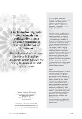 The Inclusion of International Migrants in Brazilian Healthcare System