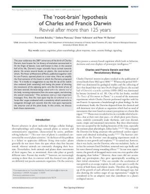 The 'Root-Brain' Hypothesis of Charles and Francis Darwin