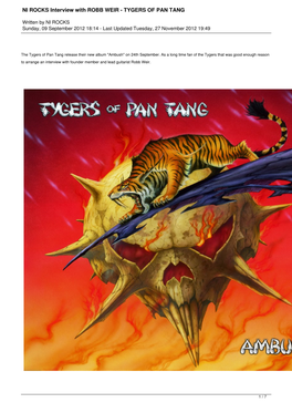 NI ROCKS Interview with ROBB WEIR - TYGERS of PAN TANG