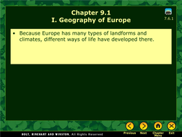 Chapter 9.1 I. Geography of Europe 7.6.1
