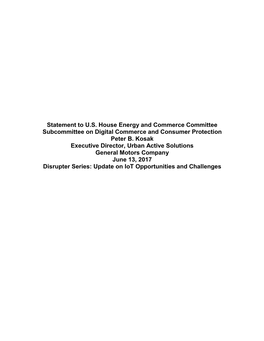 Statement to U.S. House Energy and Commerce Committee Subcommittee on Digital Commerce and Consumer Protection Peter B