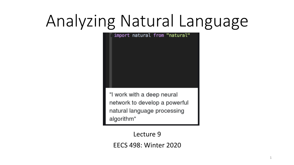 Analyzing Natural Language