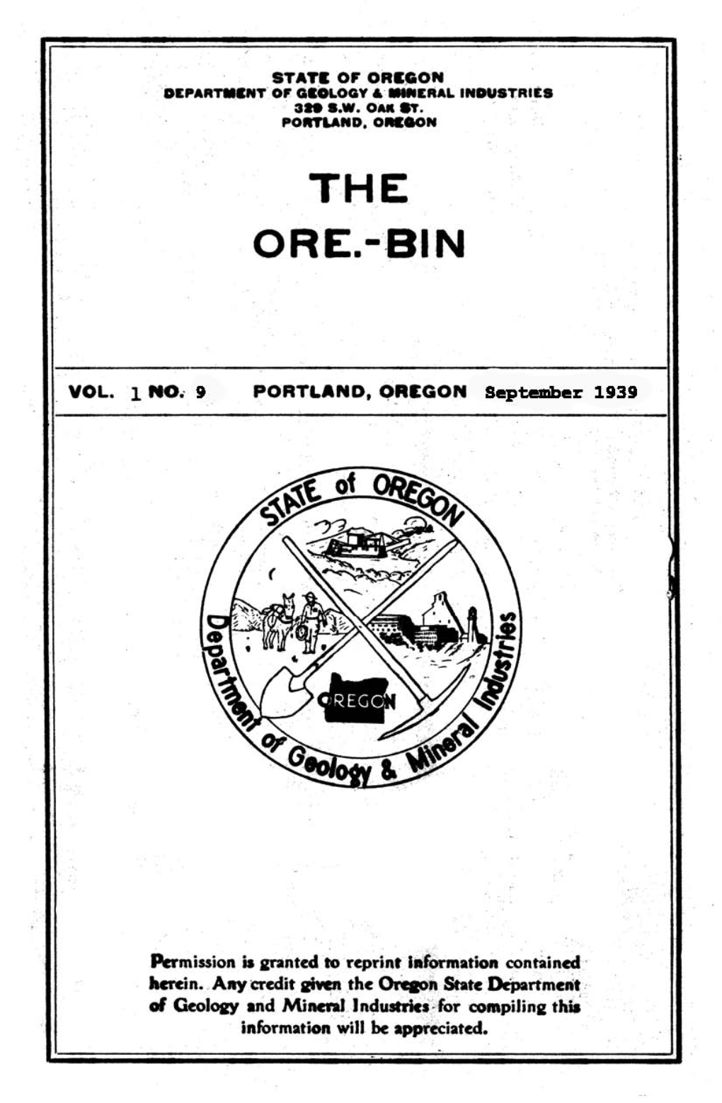 Ore Bin / Oregon Geology Magazine / Journal